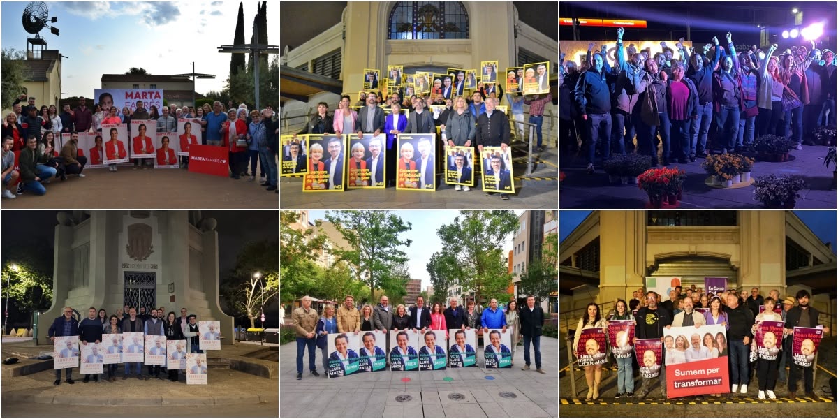 Foto portada: d'esquerra a dreta i de dalt a baix: PSC, ERC, Crida, Cs, Junts i En Comú Podem.