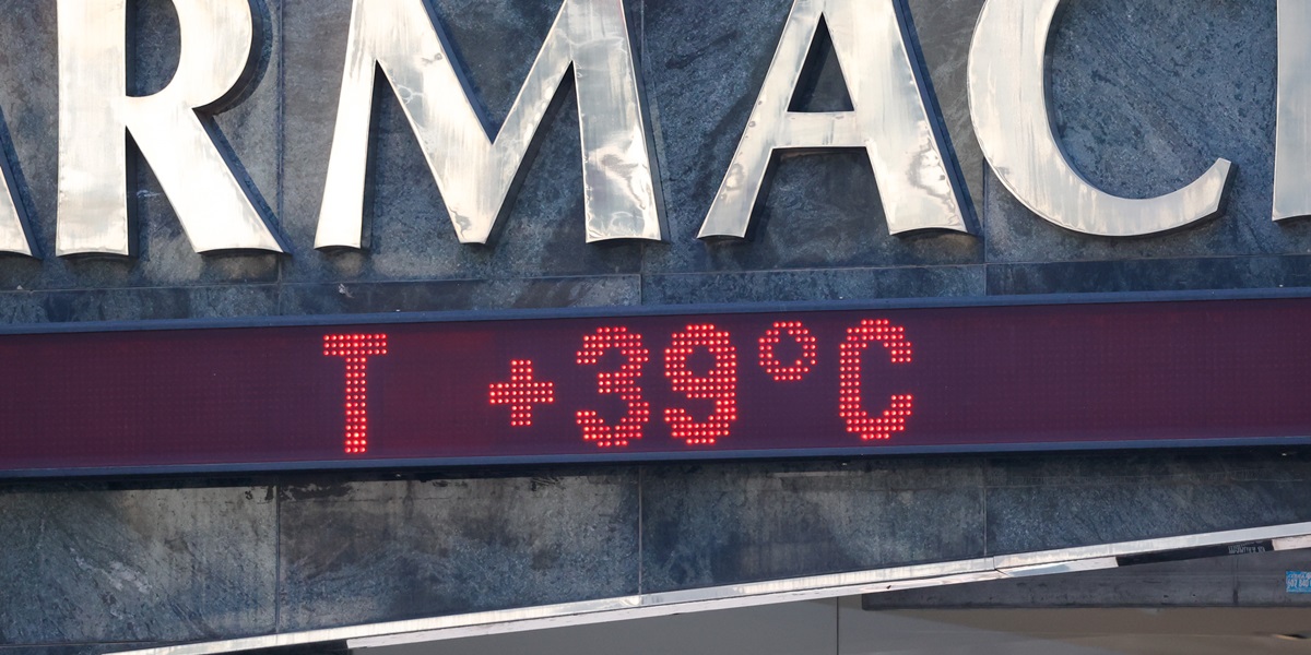 Un termòmetre durant l'episodi de calor del 18 de juliol de 2023. Autor: David Jiménez.
