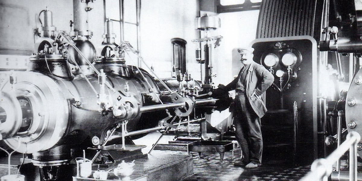 Interior d'una fàbrica cotonera, el Vapor Gran del Cotó, l'any 1922.