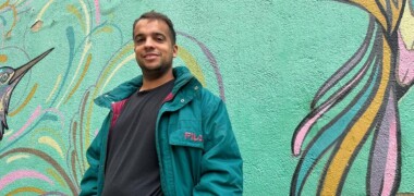 Fèlix Colomer, a la plaça de Fidela Renom. Autor: Jordi M.