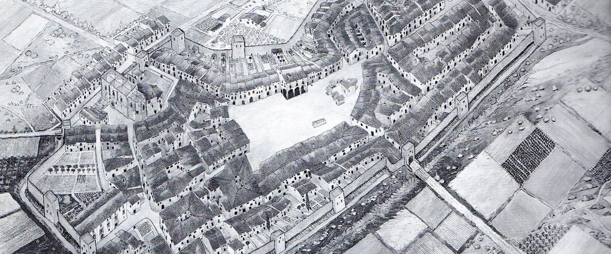 Reconstrucció ideal de la vila de Sabadell al segle XV.