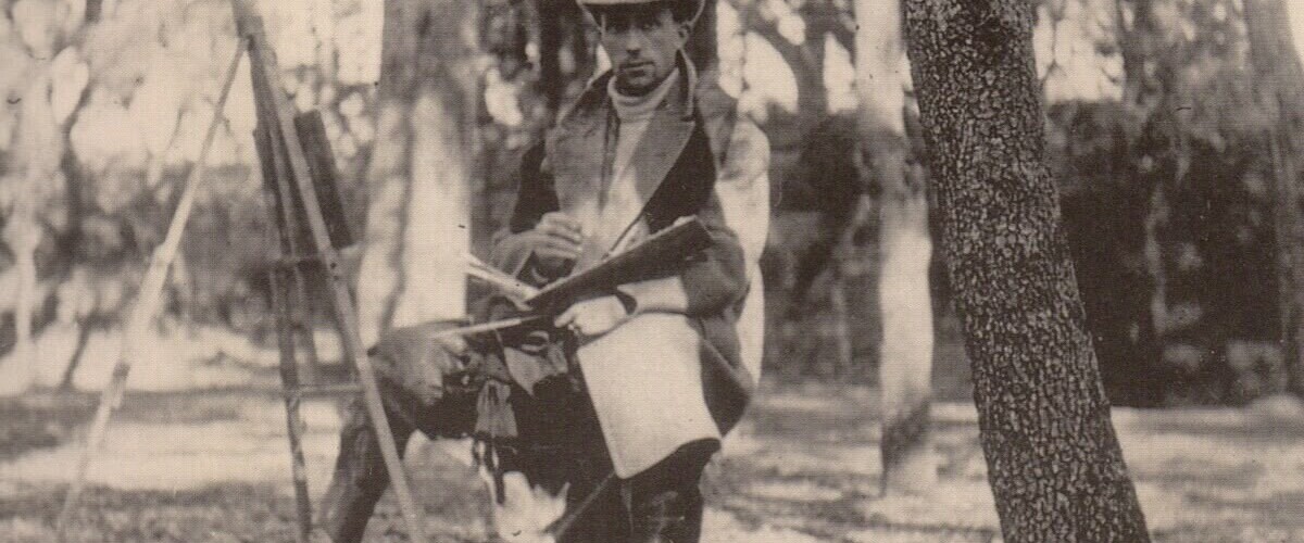 Durancamps, pintant al bosc de Can Feu de Sabadell (1915)