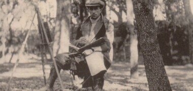 Durancamps, pintant al bosc de Can Feu de Sabadell (1915)