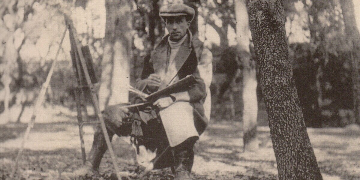 Durancamps, pintant al bosc de Can Feu de Sabadell (1915)