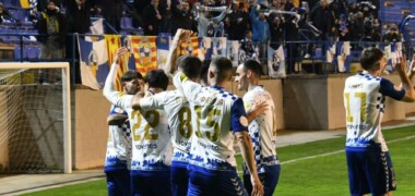 Celebració del gol amb l'afició desplaçada. Autor: CES