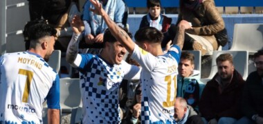 Abde Damar i David Astals, celebrant un gol del Sabadell. Autor: CES via X