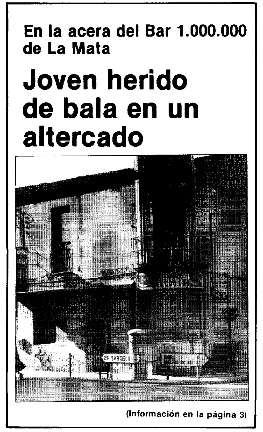Portada de 'Diario de Sabadell' sobre els fets del Bar 1.000.000.