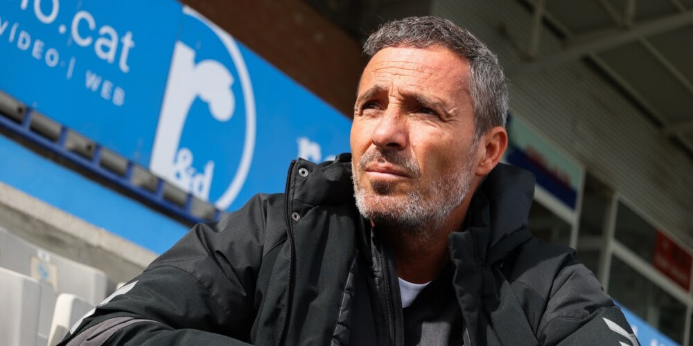 Óscar Cano, entrenador del CE Sabadell, durant l'entrevista. Autora: Alba Garcia