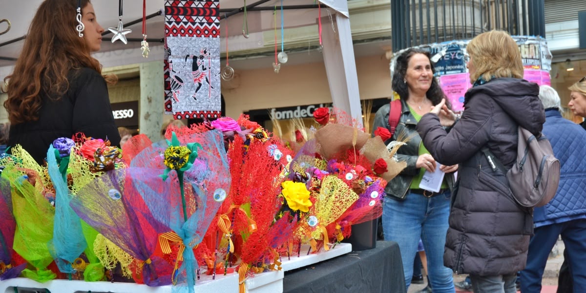 Venda de roses, a la Rambla. Autor: J.d.A.