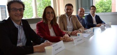 Els cinc presidents del Club de Joves Empresaris, ara Club d'Emprenedoria del Centre Metal·lúrgic. Autor. J.d.A.