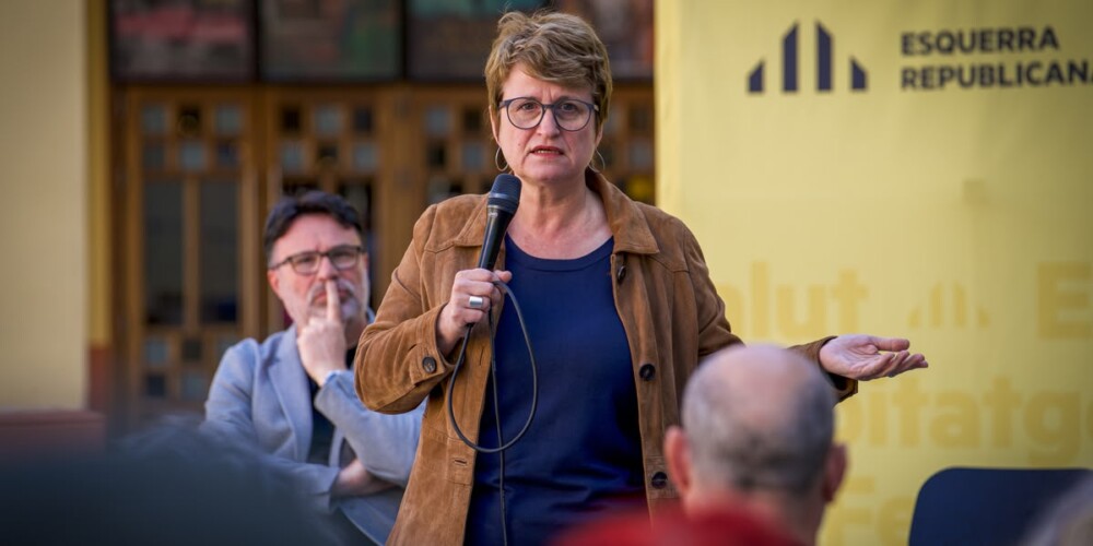 Anna Simó, a la plaça de l'Imperial. Autor: Sergi Garcia/ERC Sabadell