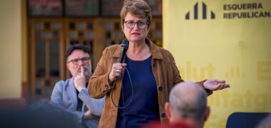 Anna Simó, a la plaça de l'Imperial. Autor: Sergi Garcia/ERC Sabadell