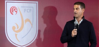 Gerard López, durant la presentació del Catalunya-Panamà. Autor: FCF via X.