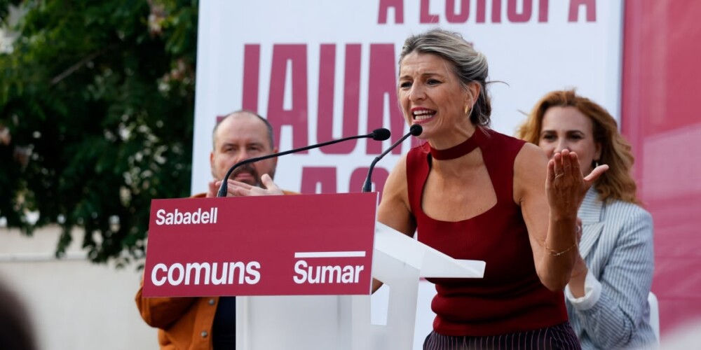 Yolanda Díaz, a l’acte de Comuns Sumar a la plaça del Pi. Autor: David Jiménez.