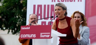 Yolanda Díaz, a l’acte de Comuns Sumar a la plaça del Pi. Autor: David Jiménez.