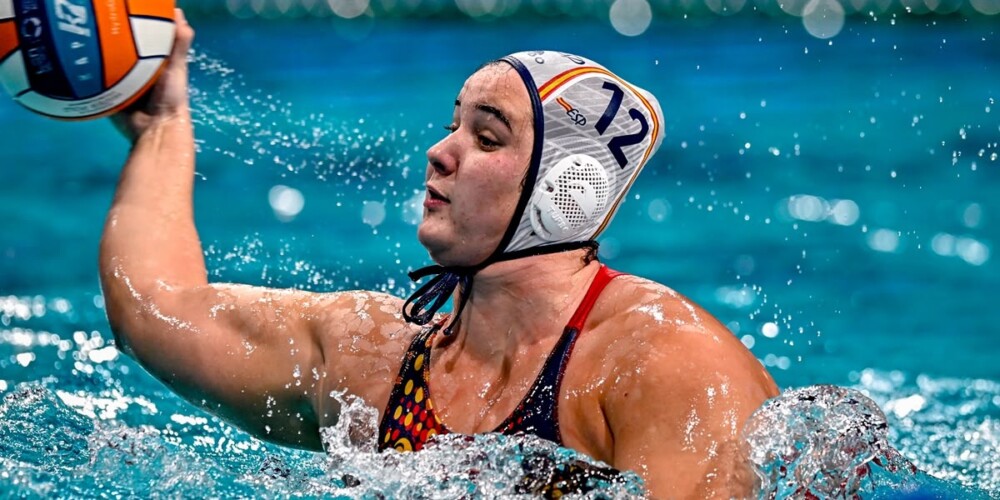 La waterpolista del CN Sabadell Paula Leiton, a l'Espanya-França de la fase de grups dels JJ.OO de París 2024. Autor: RFEN.
