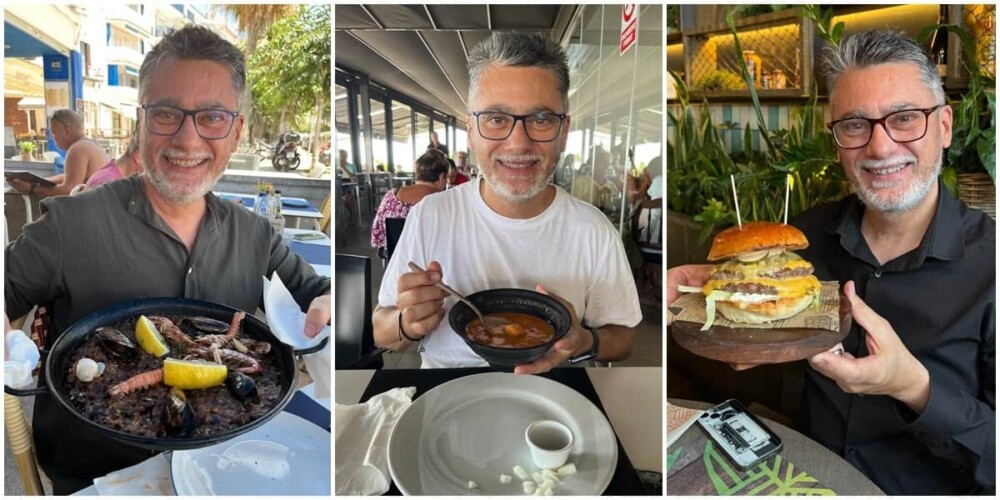 Foto portada: el periodista Juan Reyes, en tres imatges en clau 'foodie'. Autor: cedides.
