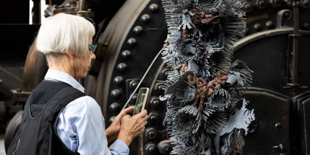 Foto de portada: visitant contemplant l’obra de l’artista Tanja Smeets al Vapor Buxeda Vell en el marc de la biennal Manifesta. Autora: Alba Garcia.