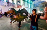 L'Àguila, entrant a la plaça en el tret de sortida de la Festa Major. Autor: J.Peláez / Ajuntament