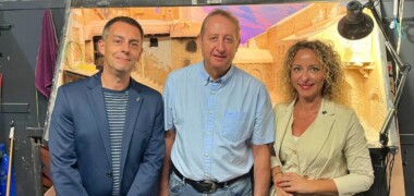 Carles de la Rosa, Francesc Bartolomé (Pessebristes) i Katia Botta, a la presentació de la Trobada Nacional. Autor: Jordi M