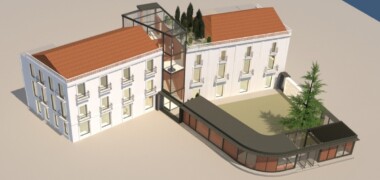 La Casa Grau, a la dreta, i l'edifici de serveis socials, segons l'avantprojecte. Font: Ajuntament i Fundació BS.