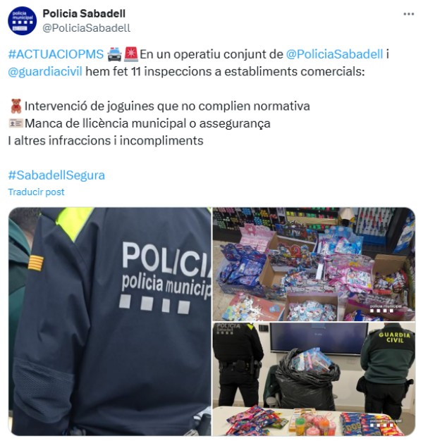 Captura de la piulada de la Policia Municipal