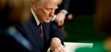 El president dels EUA, Donald Trump, durant la seva presa de possessió. Autor: Casa Blanca via ACN.