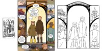 Una de les pàgines de 'La cartolina' i un esborrany de la mateixa pàgina. Autora: Marina Vidal.