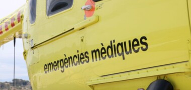 Un helicòpter medicalitzat a l'heliport del Parc Taulí, el 2 de febrer de 2024. Autor: ACN.