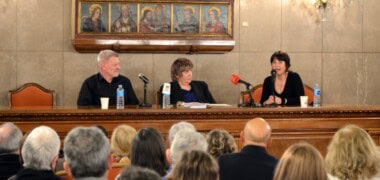 David Bueno, Montse Barderi i Estel Solé, aquest dilluns. Autor: Jordi M.