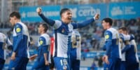 Miguelete celebrant el seu gol al Sabadell - Alzira. Autora: Dihor.