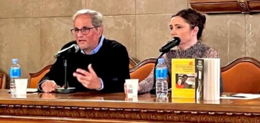Quim Torra i Eva Comas-Arnal, a l'acte sobre Armand Obiols. Autor: Jordi M