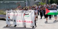 Manifestació a la UAB per reclamar que es trenquin els vincles amb Israel. Autor: ACN.