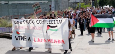 Manifestació a la UAB per reclamar que es trenquin els vincles amb Israel. Autor: ACN.
